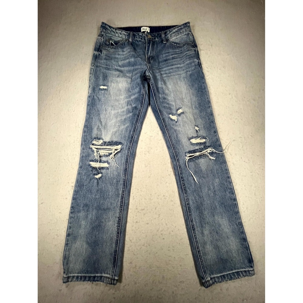 Special A Jeans Womens 5 Blue Denim Cotton Mid Rise Distressed Straight Leg